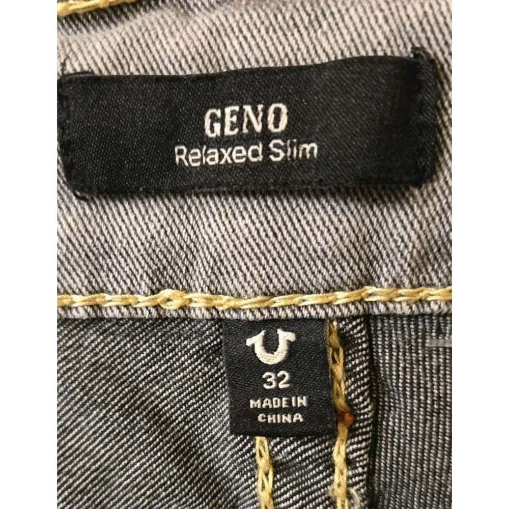 NEW True Religion Geno Big T Flap Jeans Men's 32x32 Grey Flap Relaxed Slim‎ NWT